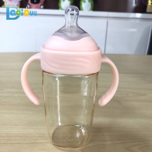 Sơ sinh BPAU miễn phí Bình sữa PPSU 240ML Bình sữa cho bé Logo tùy chỉnh Bình sữa có tay cầm